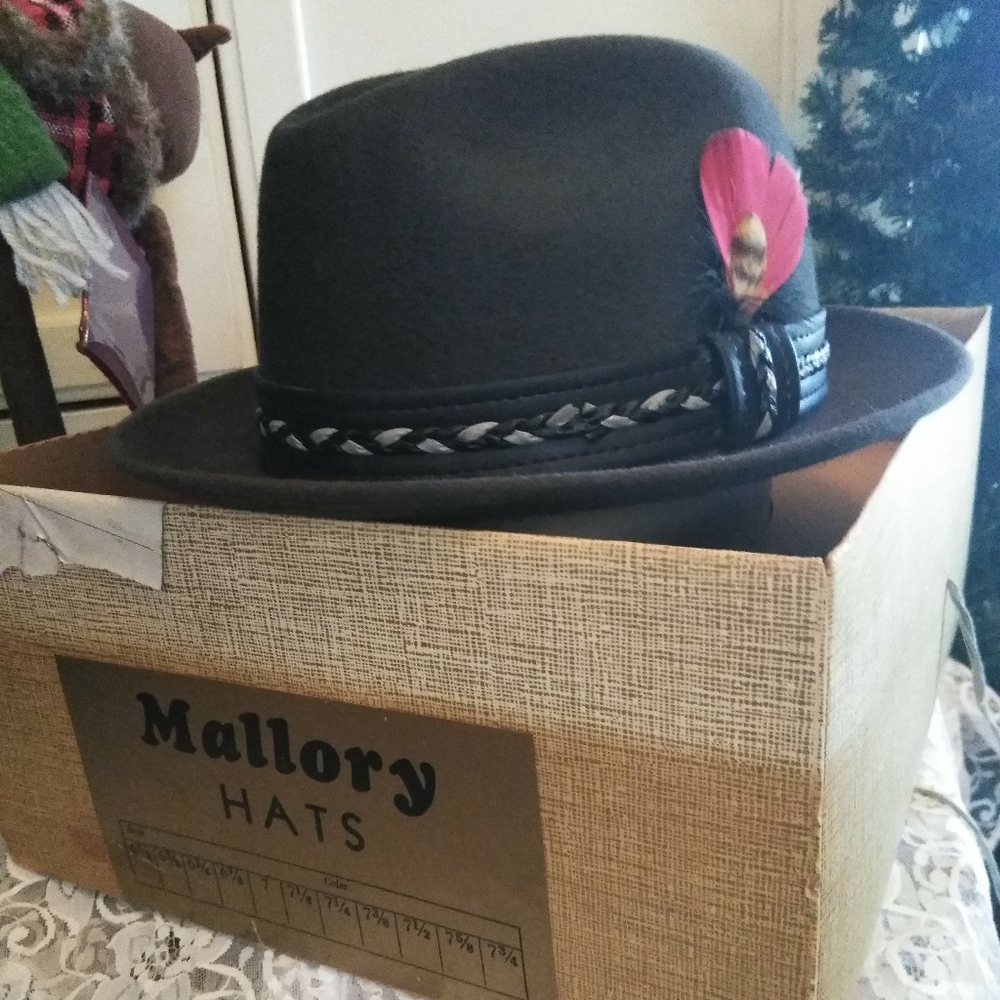 Mallory fedora style hat feather
